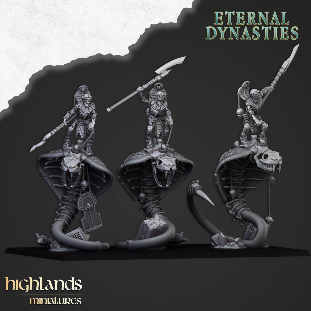 Mounted Ancient Guard on Great Snakes - Highlands Miniatures