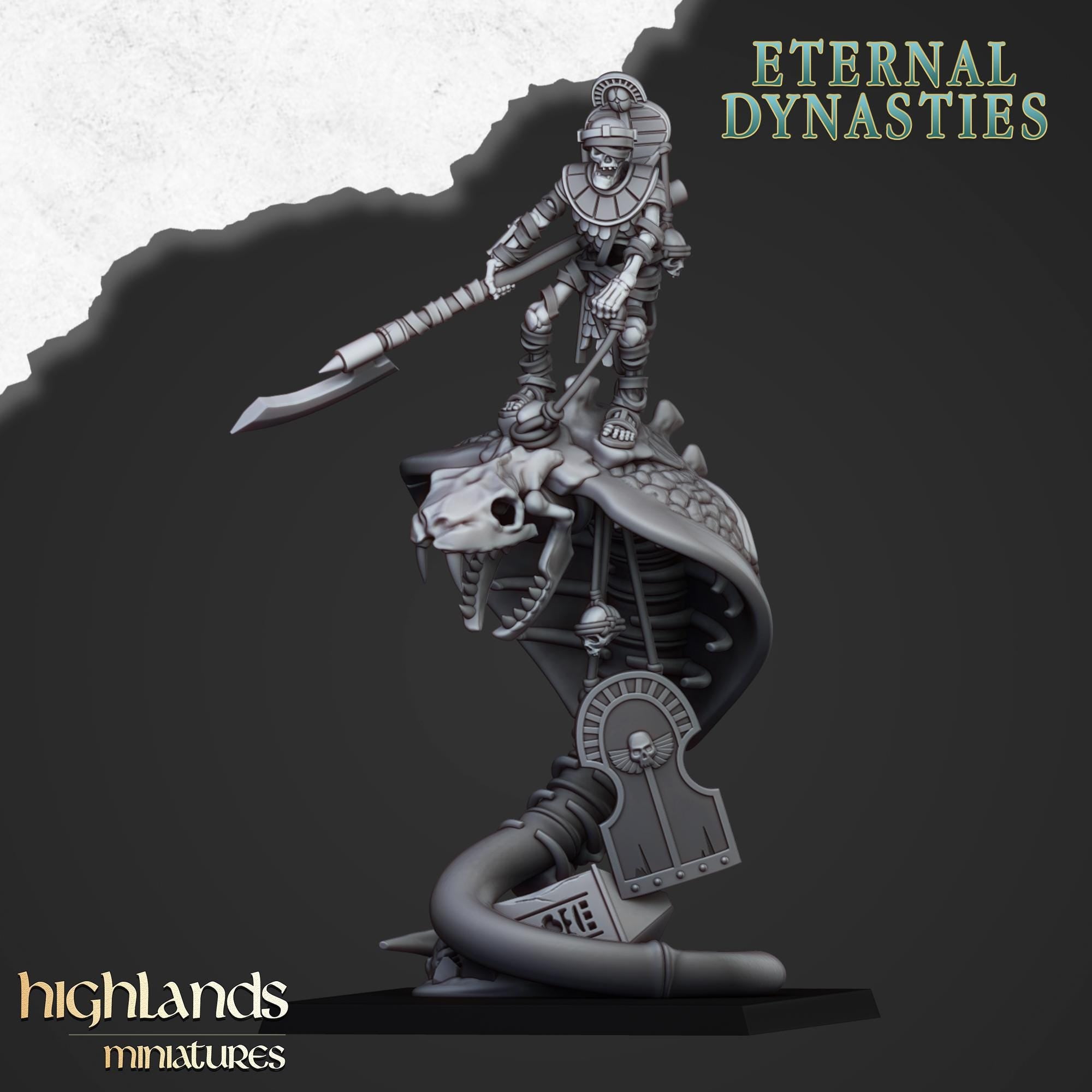 Mounted Ancient Guard on Great Snakes - Highlands Miniatures