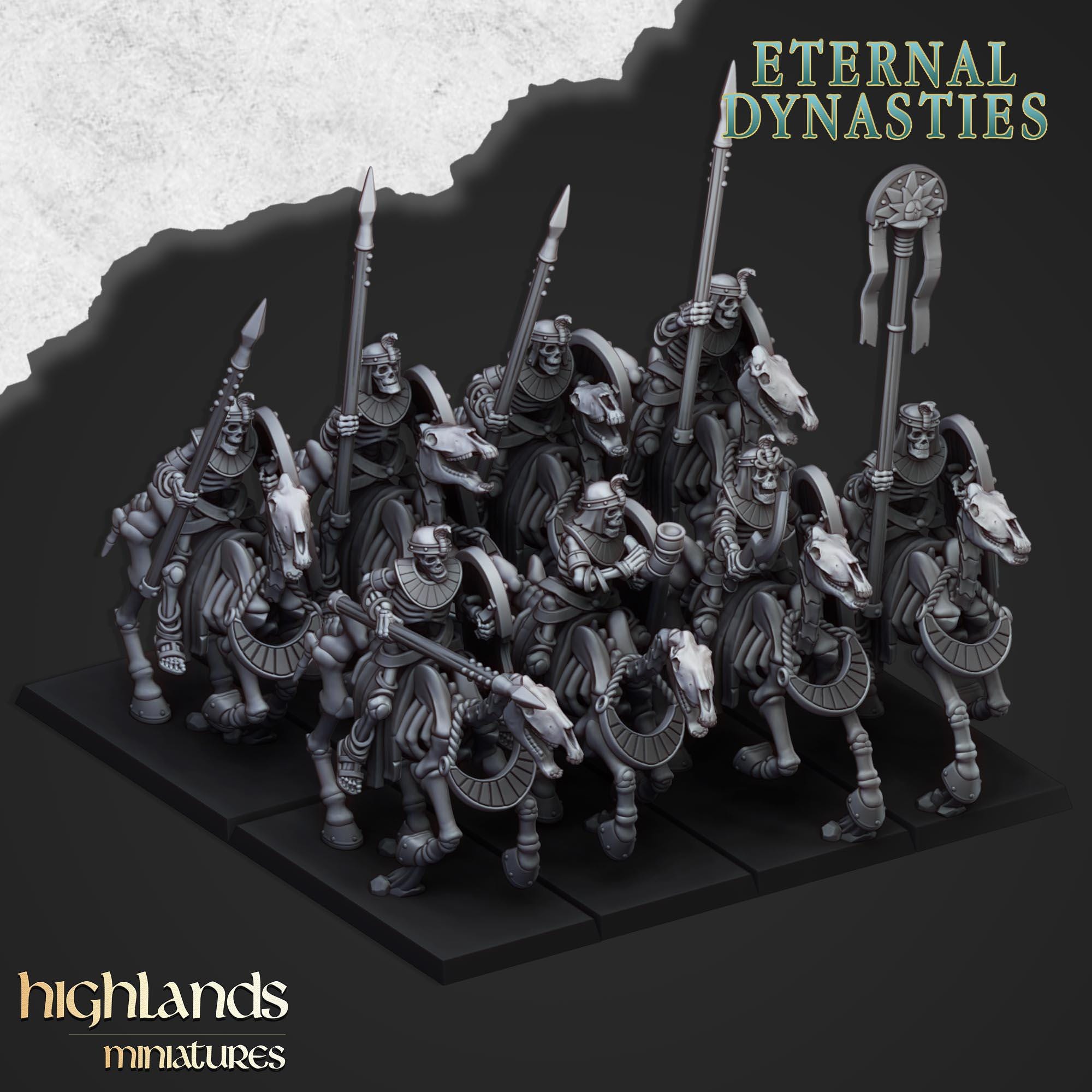 Ancient Skeletal Cavalry with Spears or Bows - Highlands Miniatures