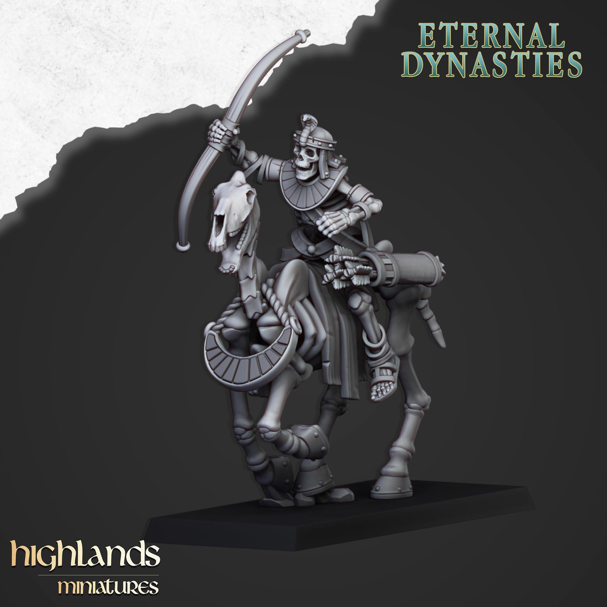 Ancient Skeletal Cavalry with Spears or Bows - Highlands Miniatures