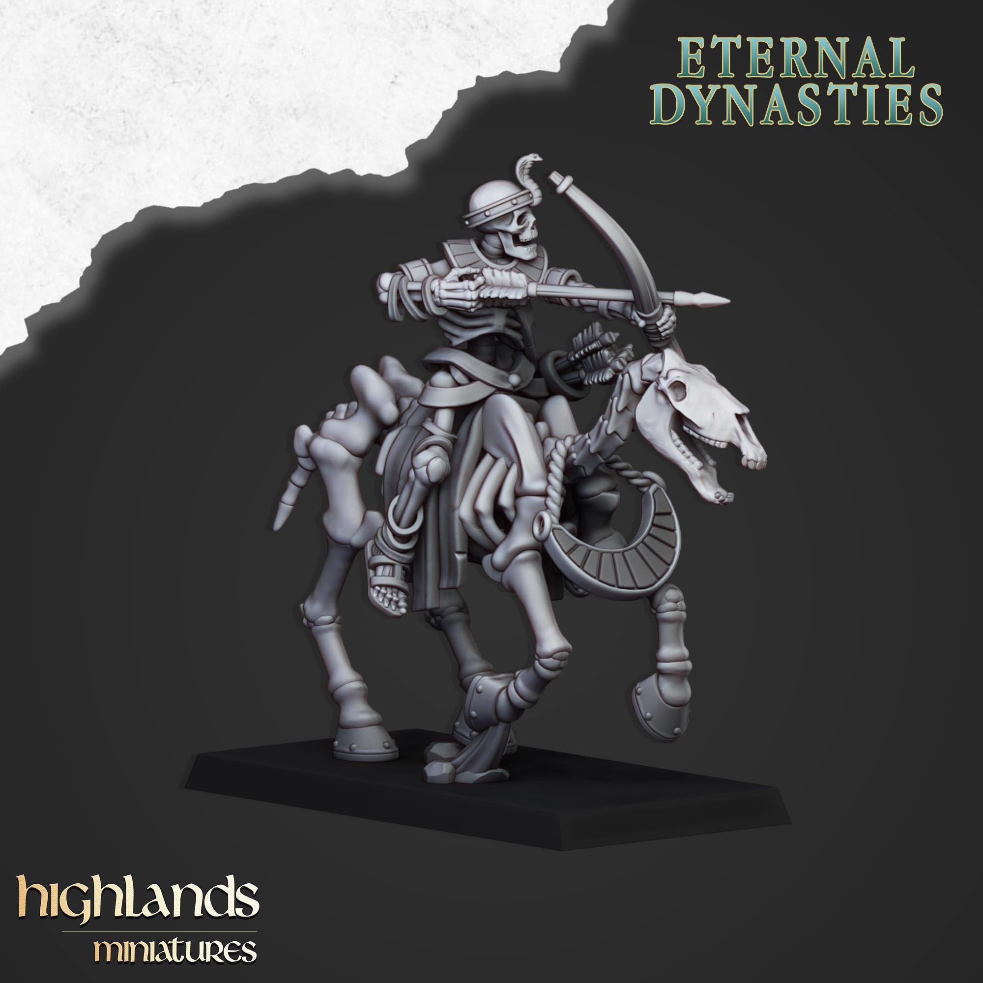 Ancient Skeletal Cavalry with Spears or Bows - Highlands Miniatures