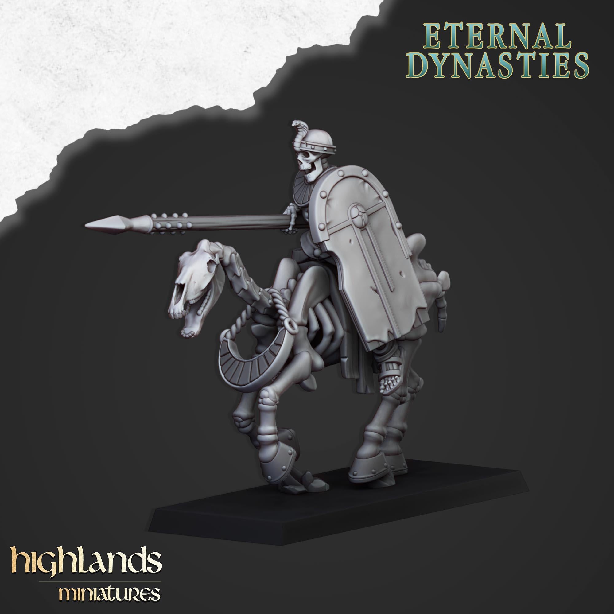Ancient Skeletal Cavalry with Spears or Bows - Highlands Miniatures