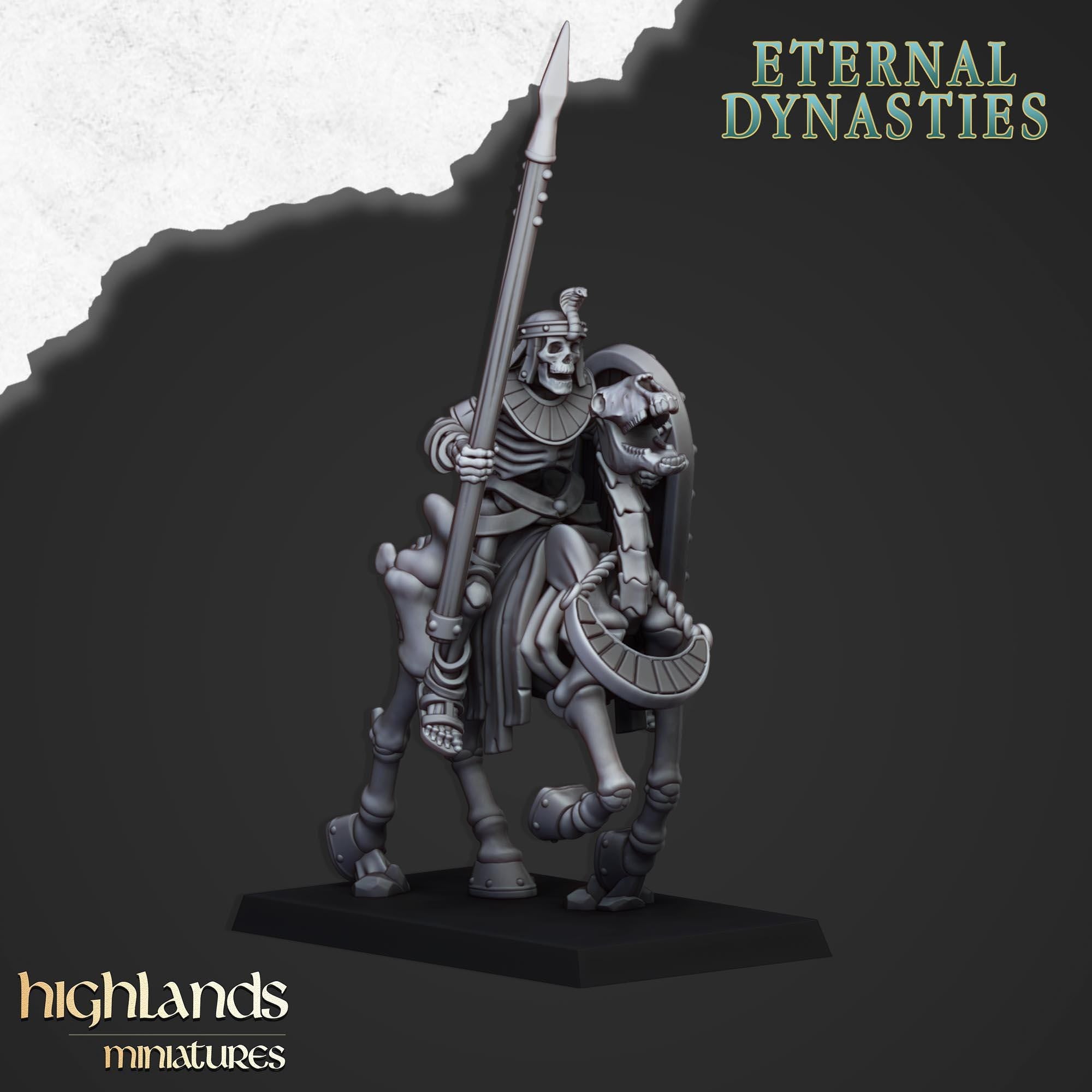 Ancient Skeletal Cavalry with Spears or Bows - Highlands Miniatures
