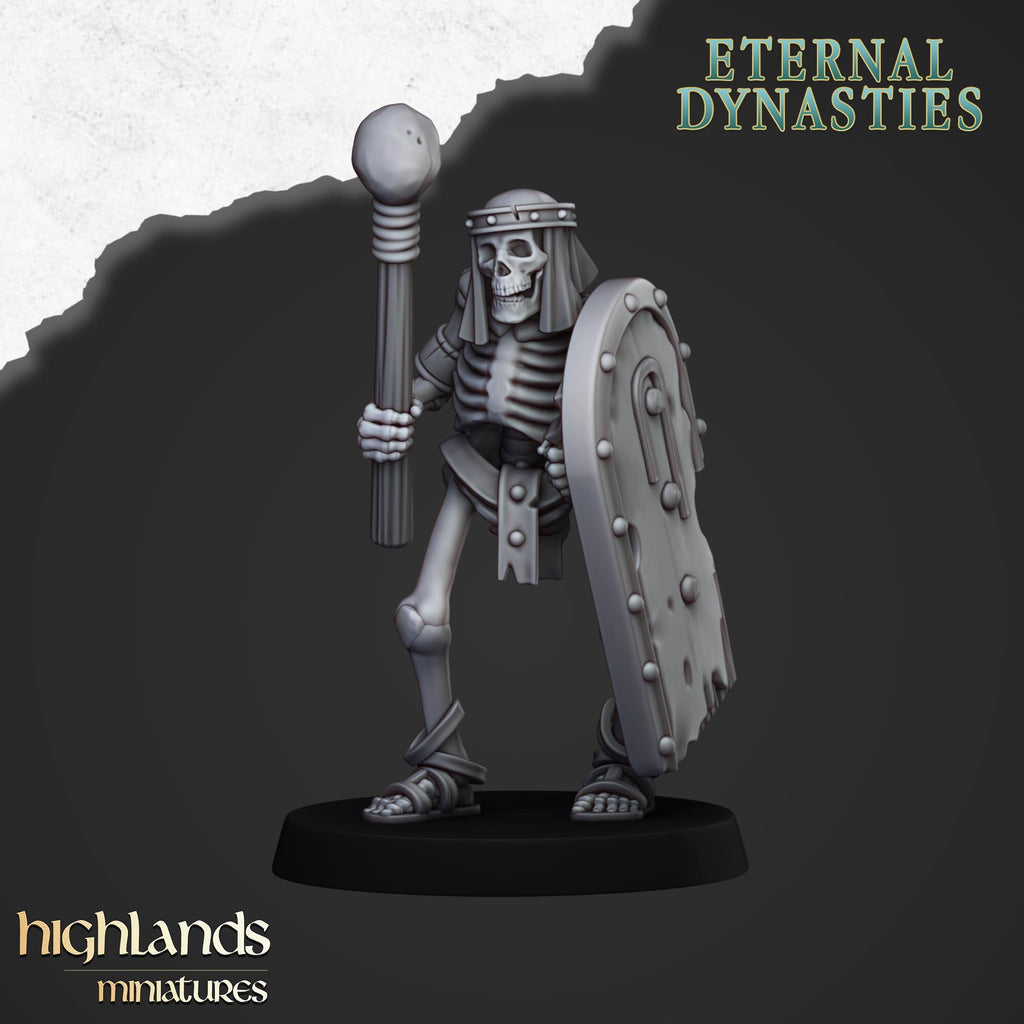 Ancient Skeletons with Spears or Hand Weapons - Highlands Miniatures