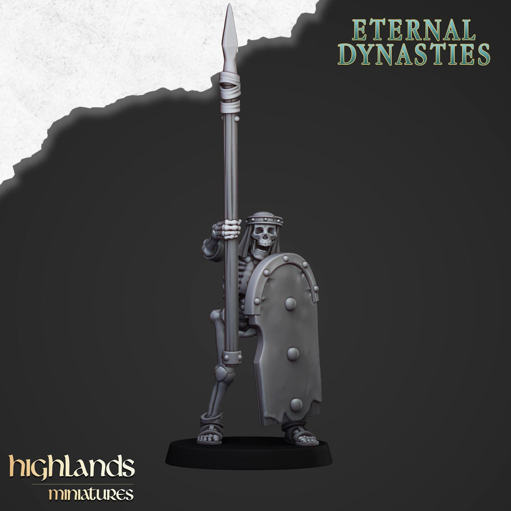 Ancient Skeletons with Spears or Hand Weapons - Highlands Miniatures
