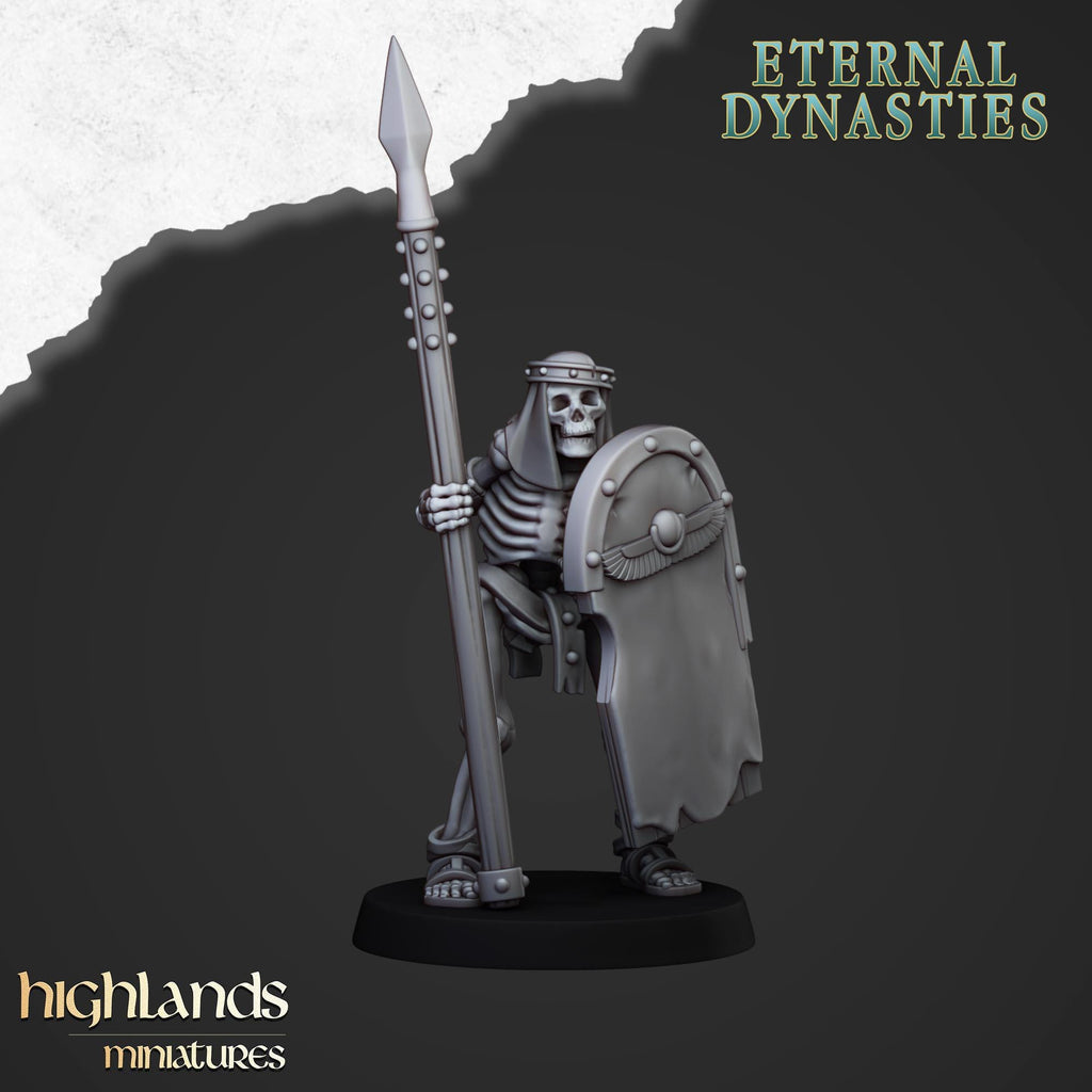 Ancient Skeletons with Spears or Hand Weapons - Highlands Miniatures