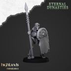 Ancient Skeletons with Spears or Hand Weapons - Highlands Miniatures