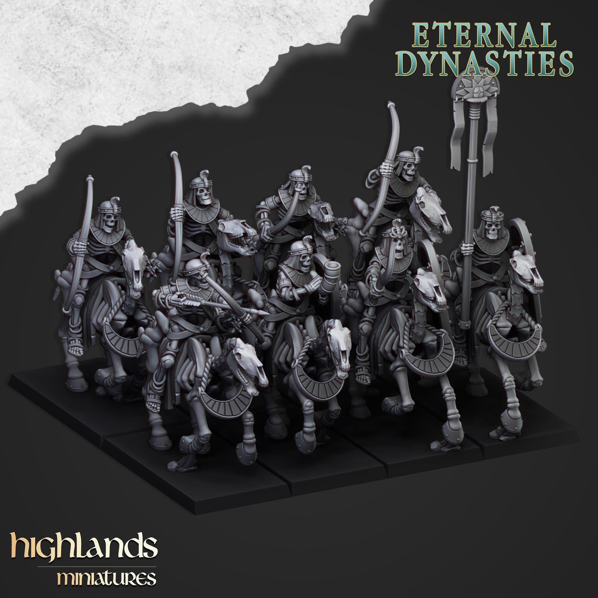 Ancient Skeletal Cavalry with Spears or Bows - Highlands Miniatures