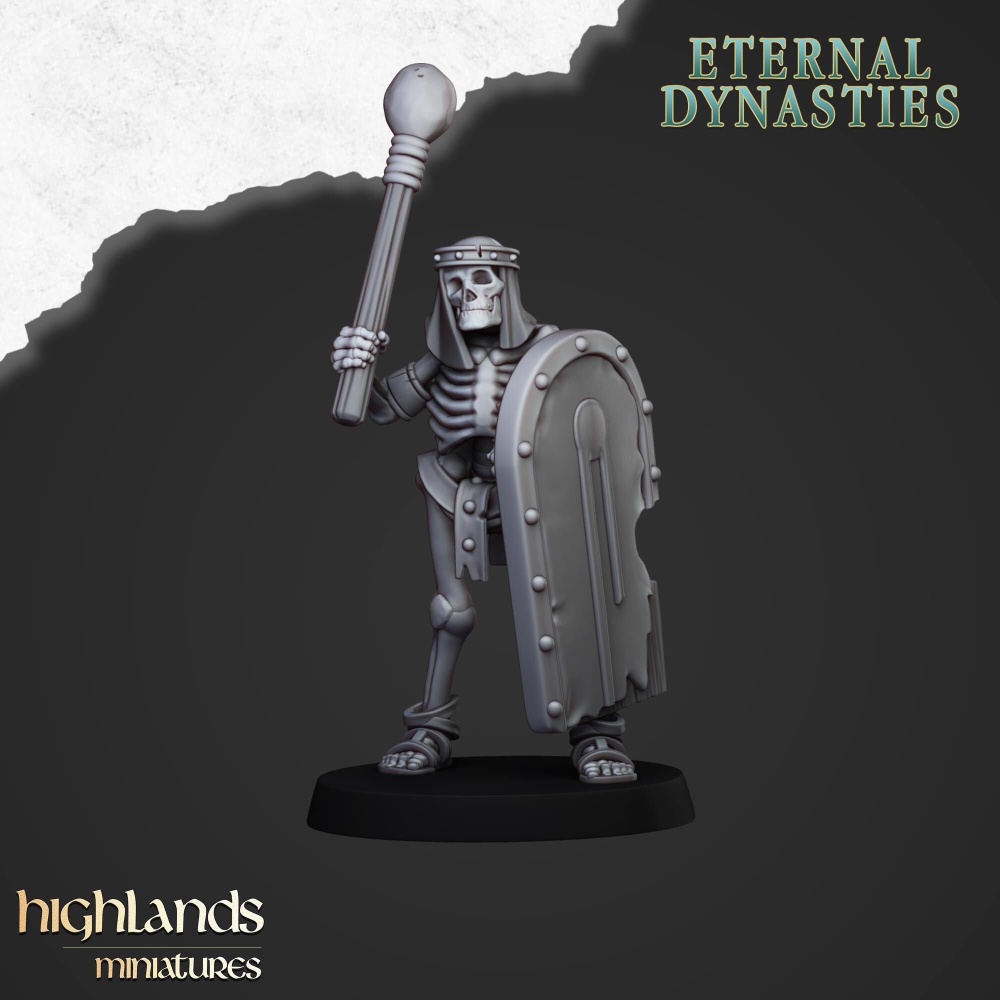 Ancient Skeletons with Spears or Hand Weapons - Highlands Miniatures