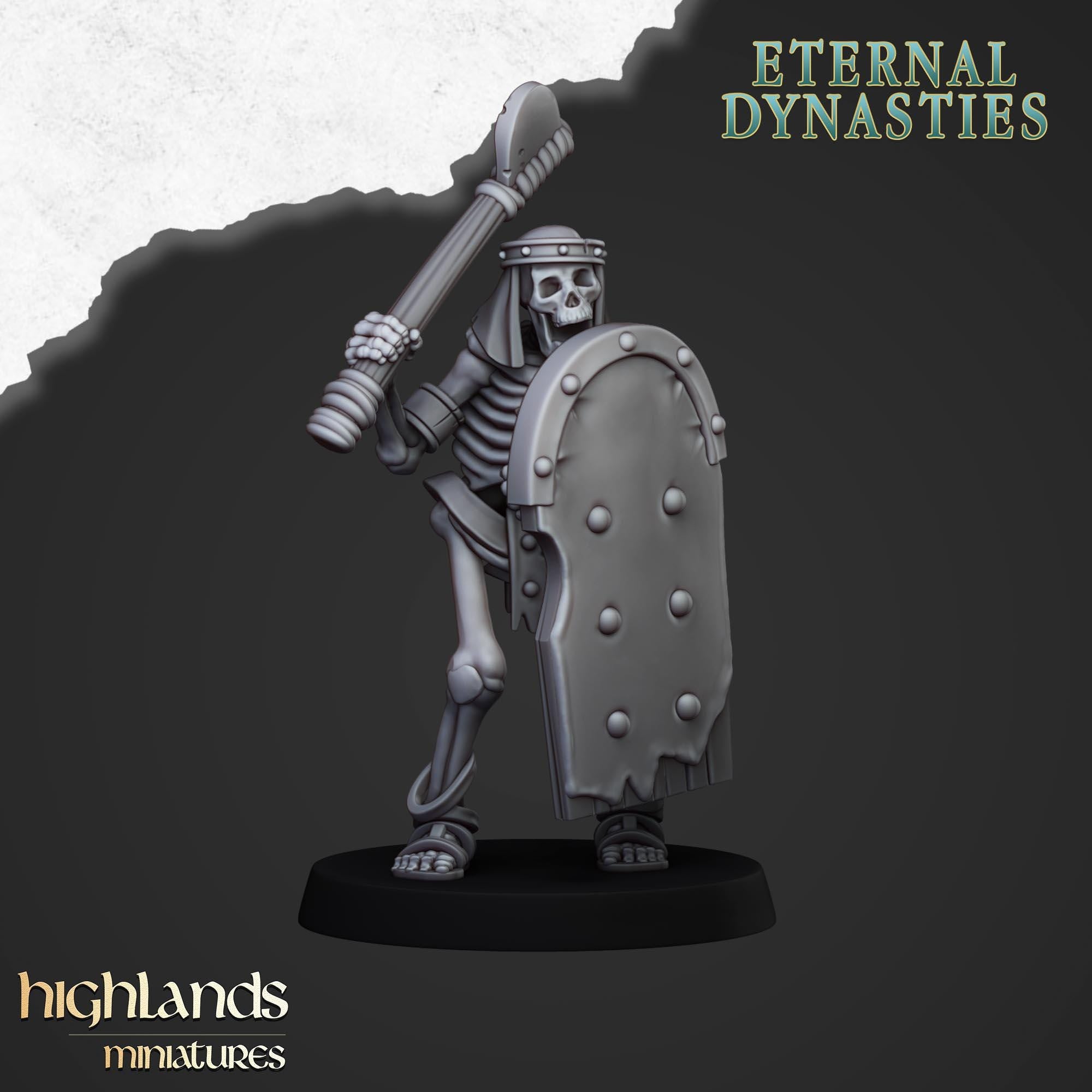 Ancient Skeletons with Spears or Hand Weapons - Highlands Miniatures
