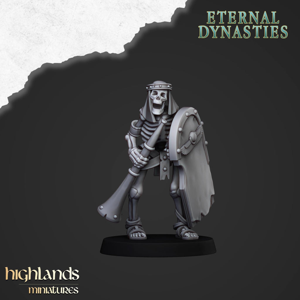 Ancient Skeletons with Spears or Hand Weapons - Highlands Miniatures