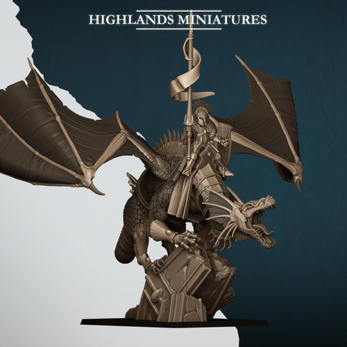 Aegean Elf Prince on Dragon - Highlands Miniatures