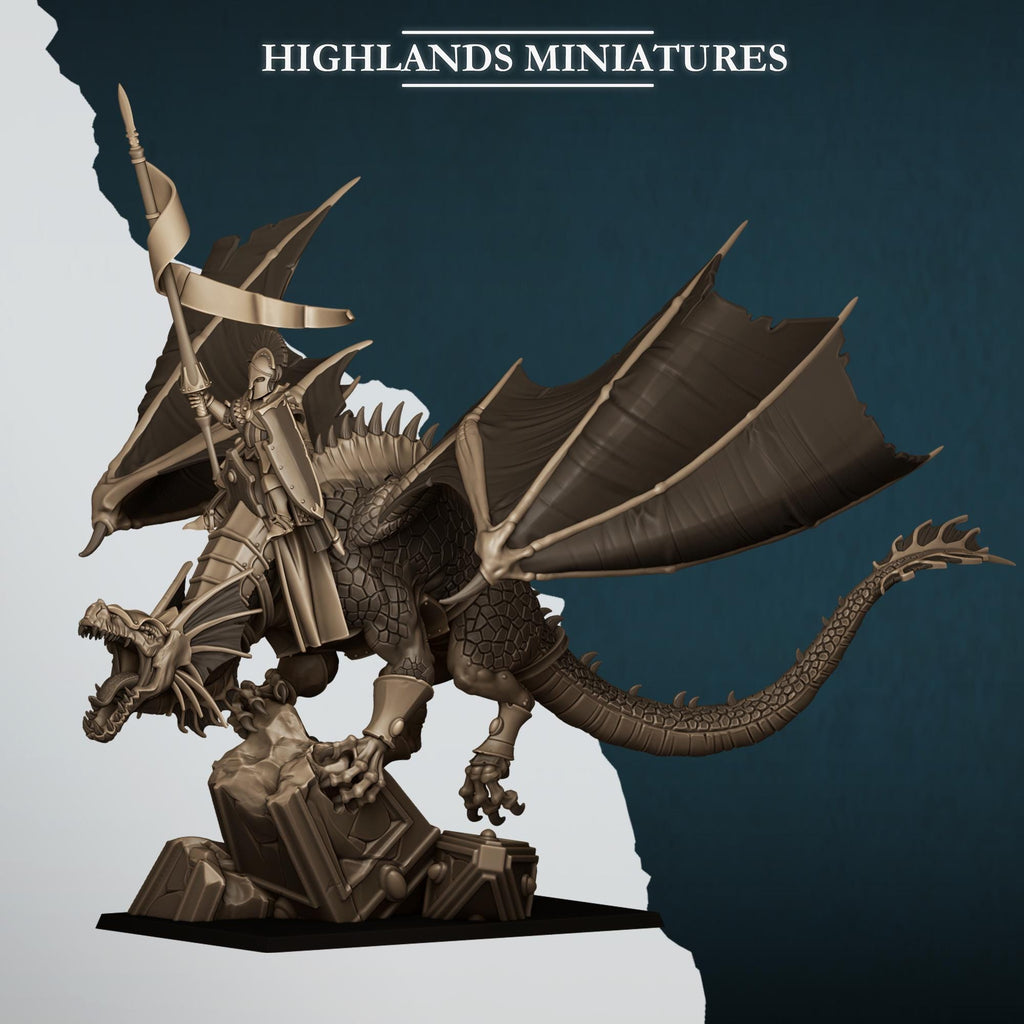 Aegean Elf Prince on Dragon - Highlands Miniatures