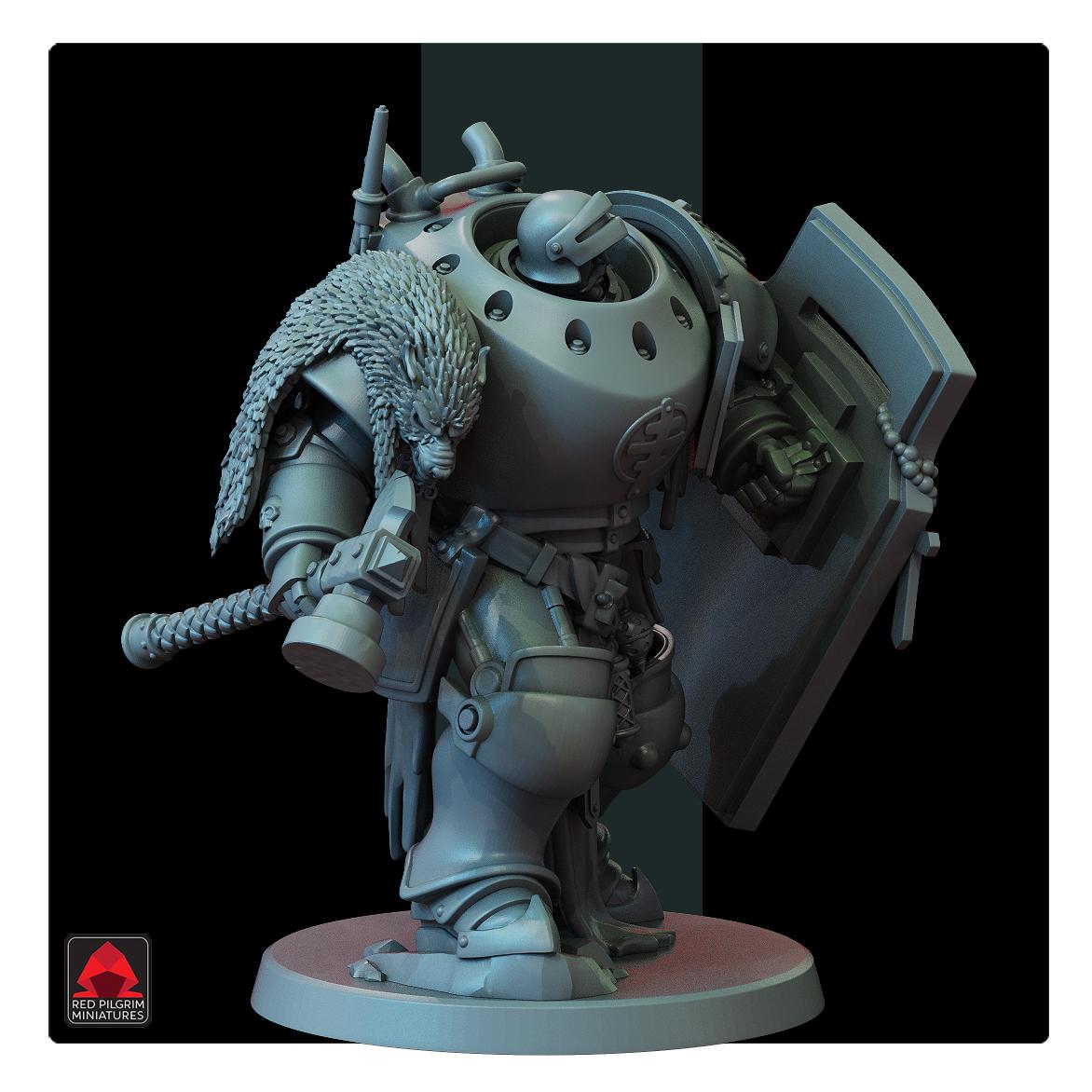 Lieutenant in Machine Armour - Red Pilgrim Miniatures