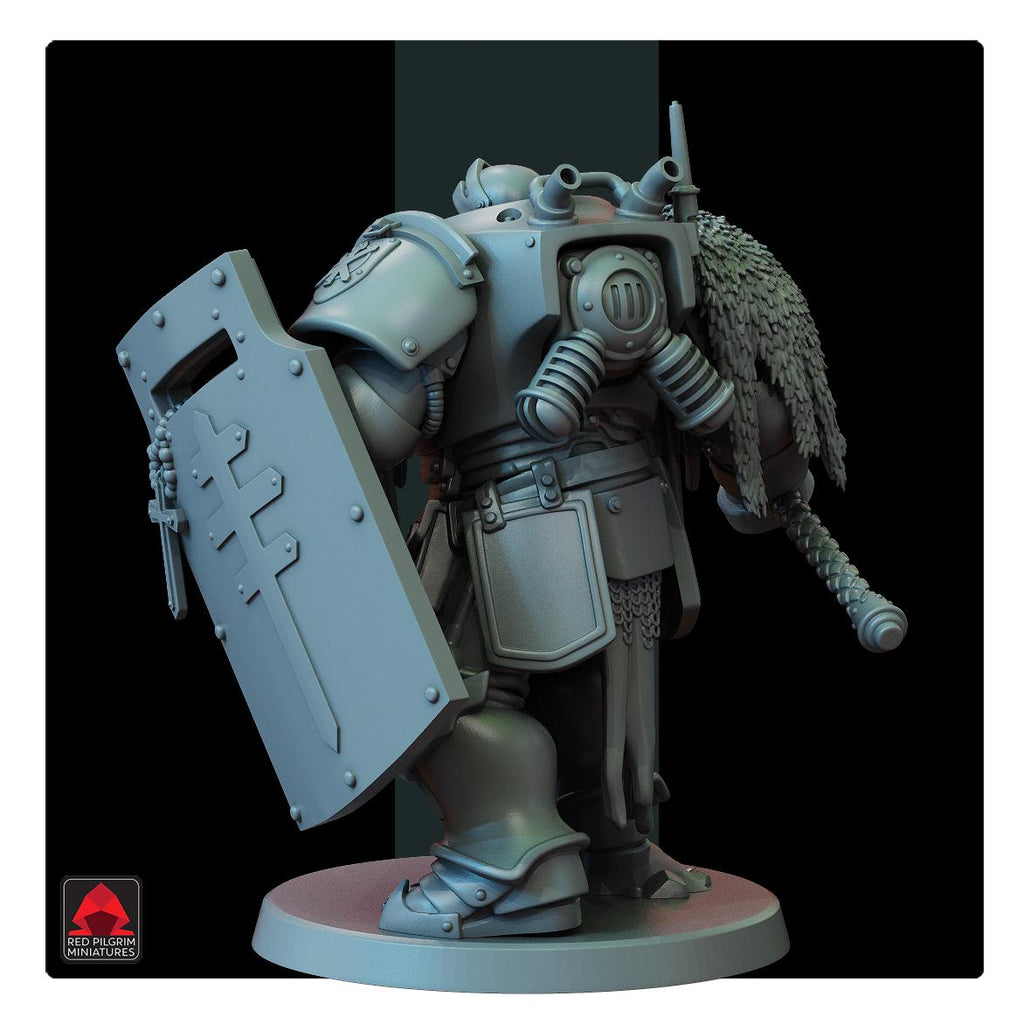 Lieutenant in Machine Armour - Red Pilgrim Miniatures