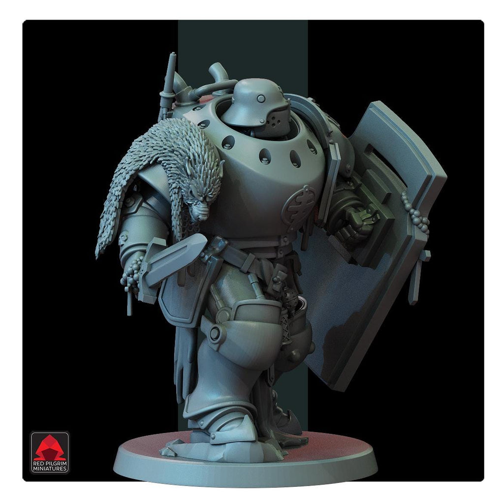 Lieutenant in Machine Armour - Red Pilgrim Miniatures