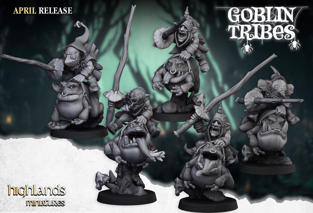 Swamp Goblins Frog Riders - Highlands Miniatures
