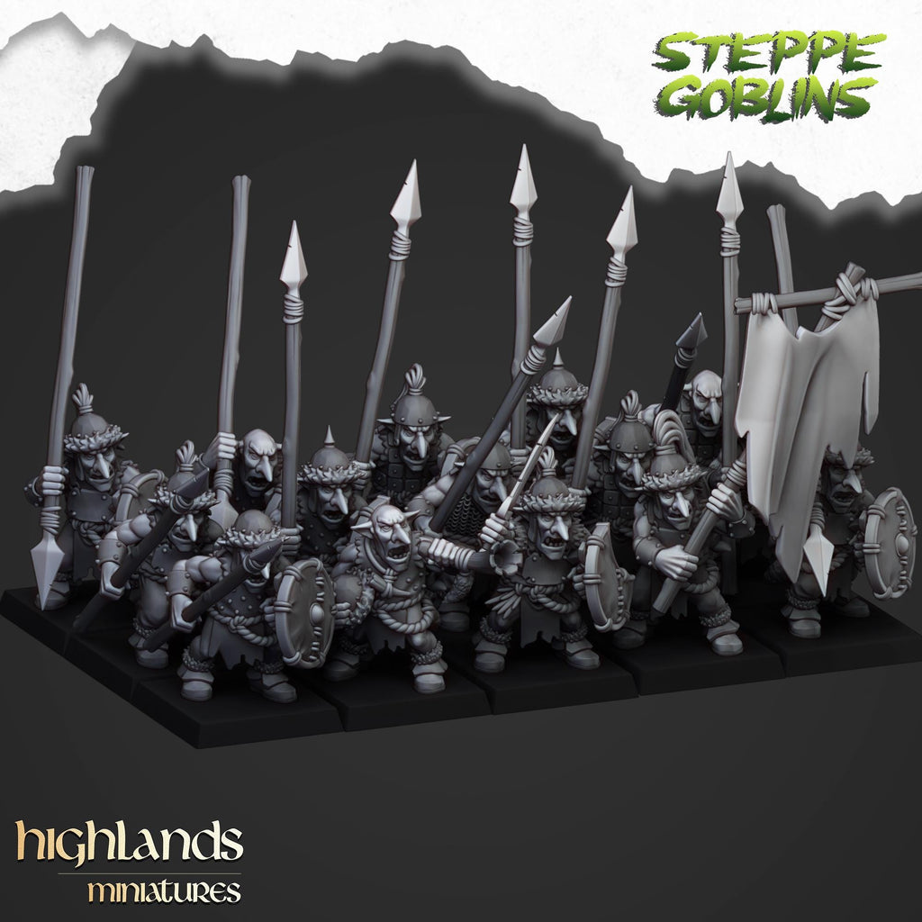 Steppe Goblins with Spears - Highlands Miniatures