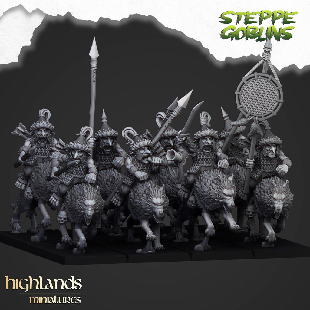 Mounted Steppe Goblins with Bows or Spears - Highlands Miniatures