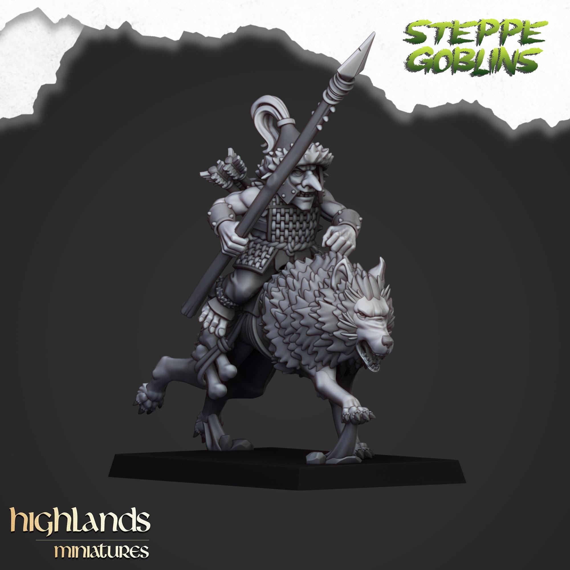 Mounted Steppe Goblins with Bows or Spears - Highlands Miniatures