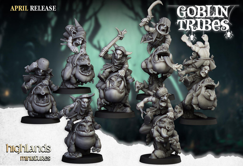 Swamp Goblins Frog Riders - Highlands Miniatures