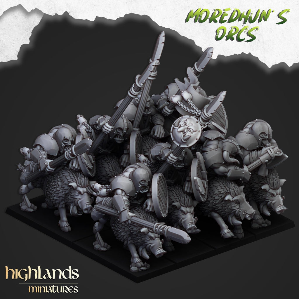 Mounted Orcs with Spears - Highlands Miniatures