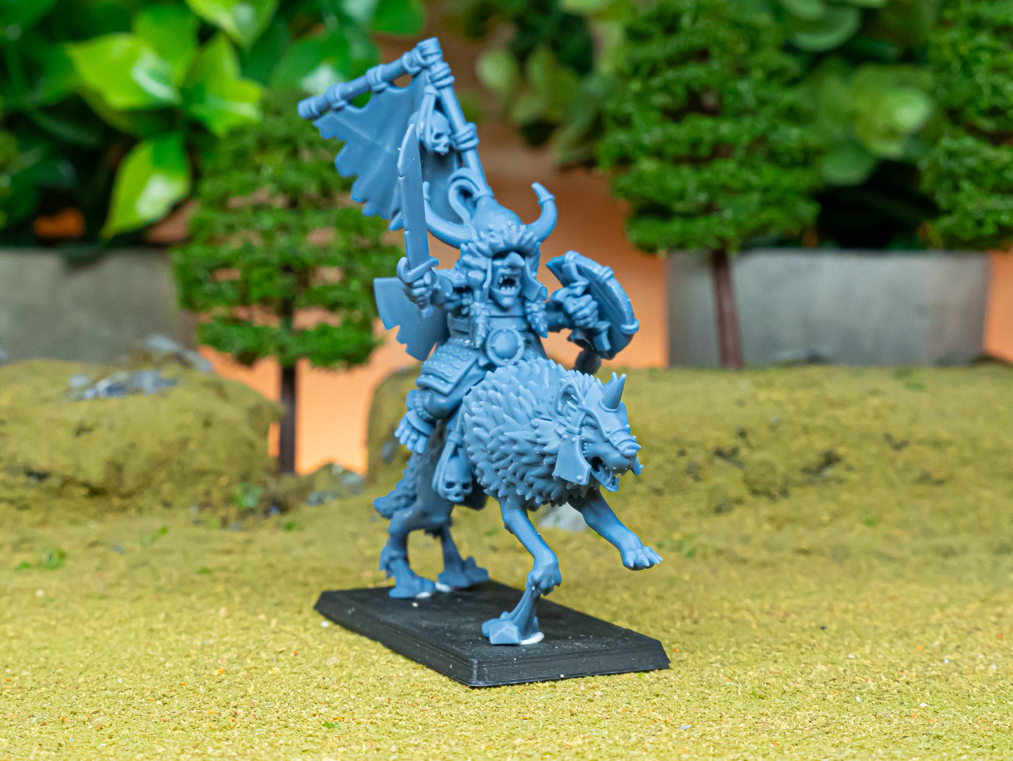 Mounted Steppe Goblin Khan on Wolf - Highlands Miniatures