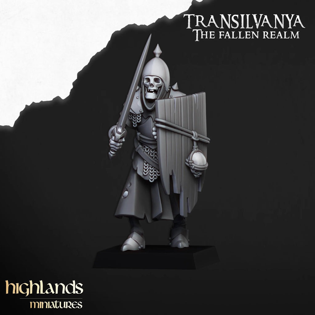 Skeletal Guard with Weapons and Shields